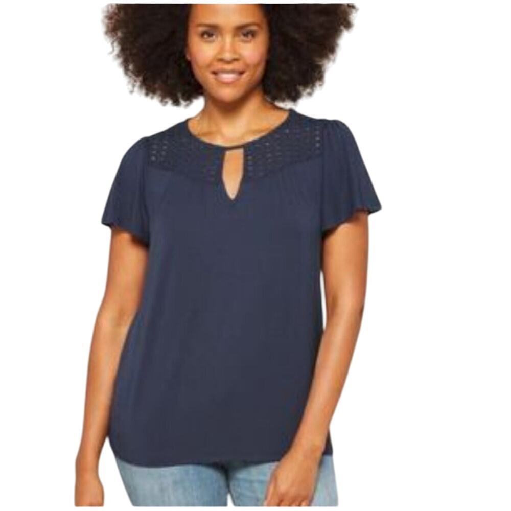 Papermoon Stitch Fix eyelet detail top Size 3XL Flowy office church Boho Casual